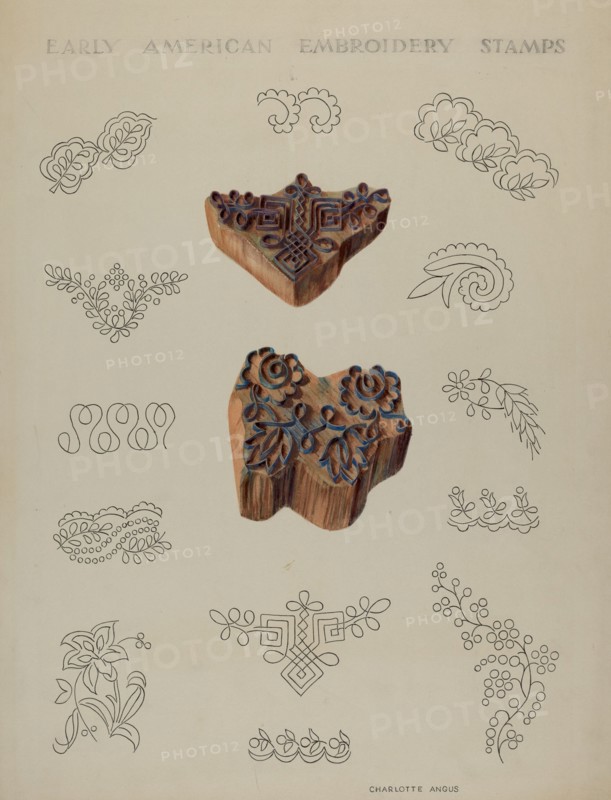 Stamps for Embroidery, c. 1937. Creator: Charlotte Angus.