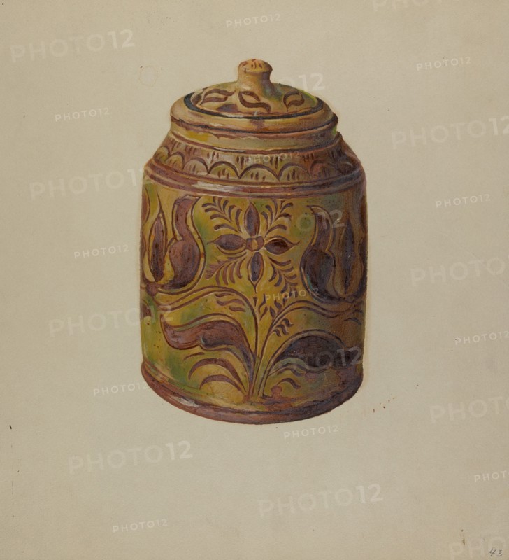 Pa. German Covered Jar, c. 1938. Creator: William L. Antrim.
