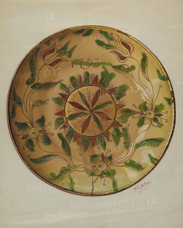 Pa. German Pie Plate, c. 1936. Creator: William L. Antrim.