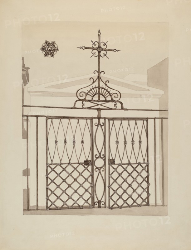 Cast and Wrought Iron Fence, c. 1936. Creator: Arelia Arbo.