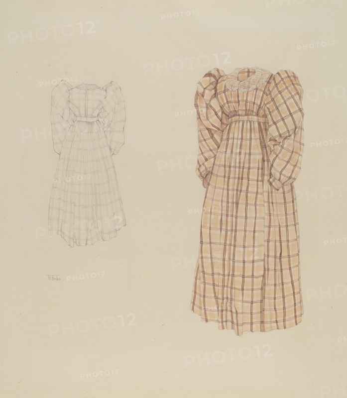 Plaid Morning Dress, c. 1937. Creator: Arelia Arbo.