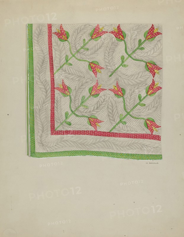 Applique Quilt, c. 1936. Creator: Madeline Arnold.