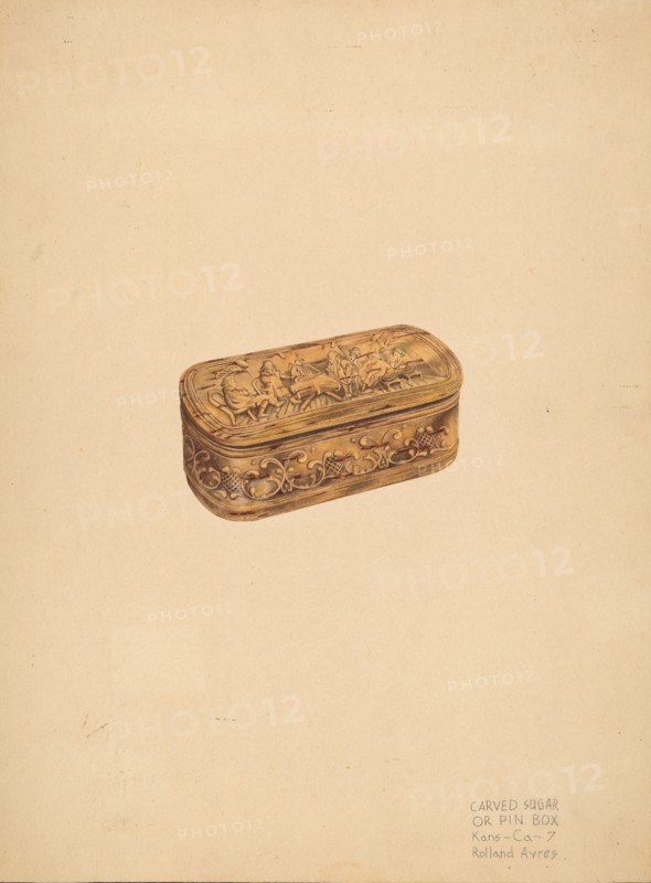 Carved Storage or Pin Box, c. 1939. Creator: Rolland Ayres.