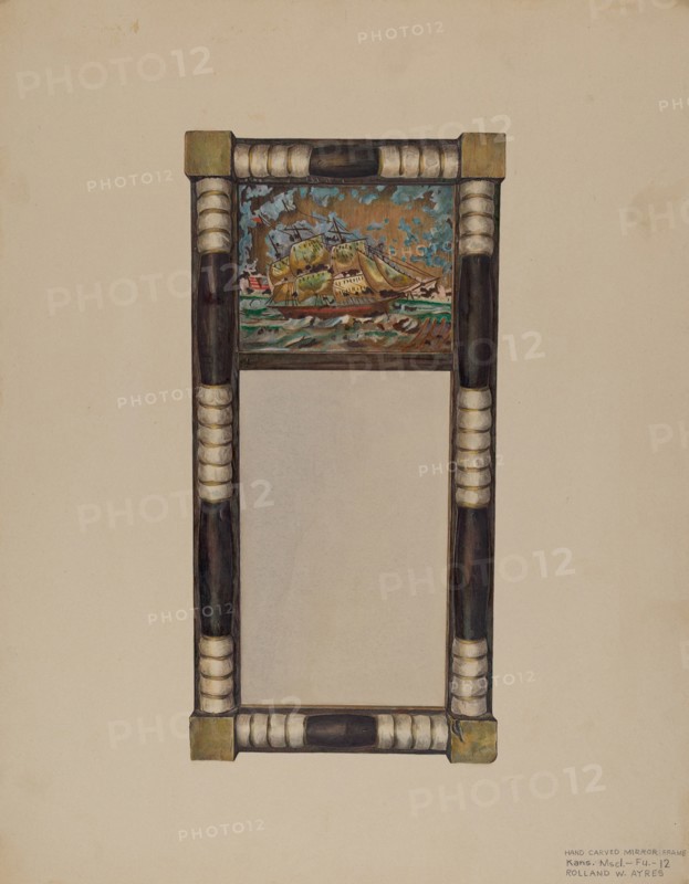 Hand Carved Mirror Frame, c. 1939. Creator: Rolland Ayres.