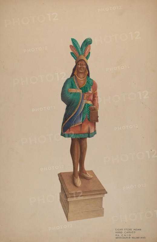 Cigar Store Indian, c. 1938. Creator: Rolland Ayres.