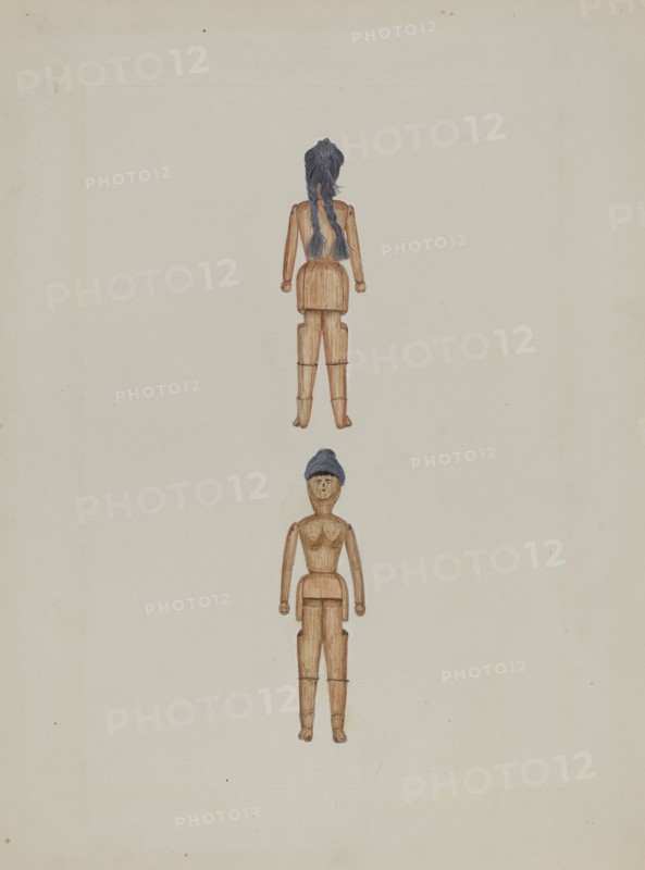 Wooden Doll, c. 1937. Creator: Evelyn Bailey.