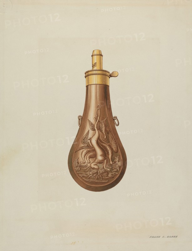 Powder Flask, c. 1938. Creator: Frank C. Barks.