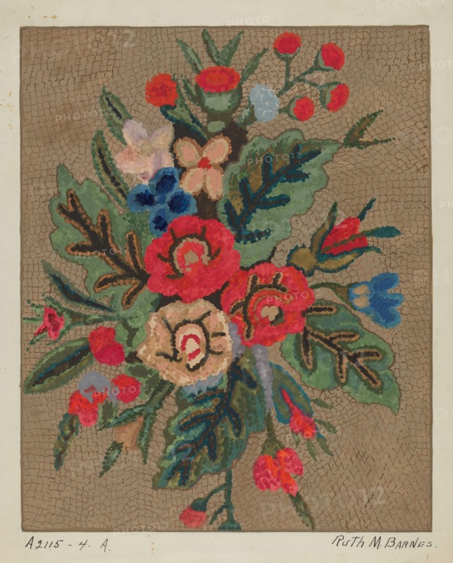 Hooked Rug, c. 1936. Creator: Ruth M. Barnes.