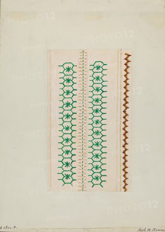 Sampler (Stitching), c. 1937. Creator: Ruth M. Barnes.
