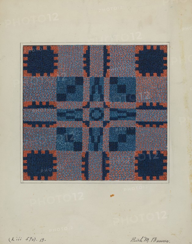 Coverlet (Reverse Side), c. 1936. Creator: Ruth M. Barnes.