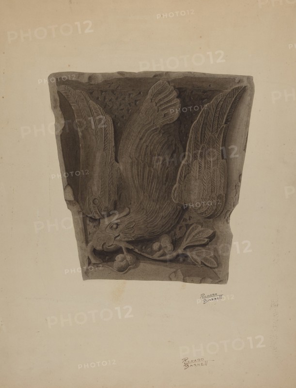 Carved Keystone, c. 1939. Creator: Richard Barnett.