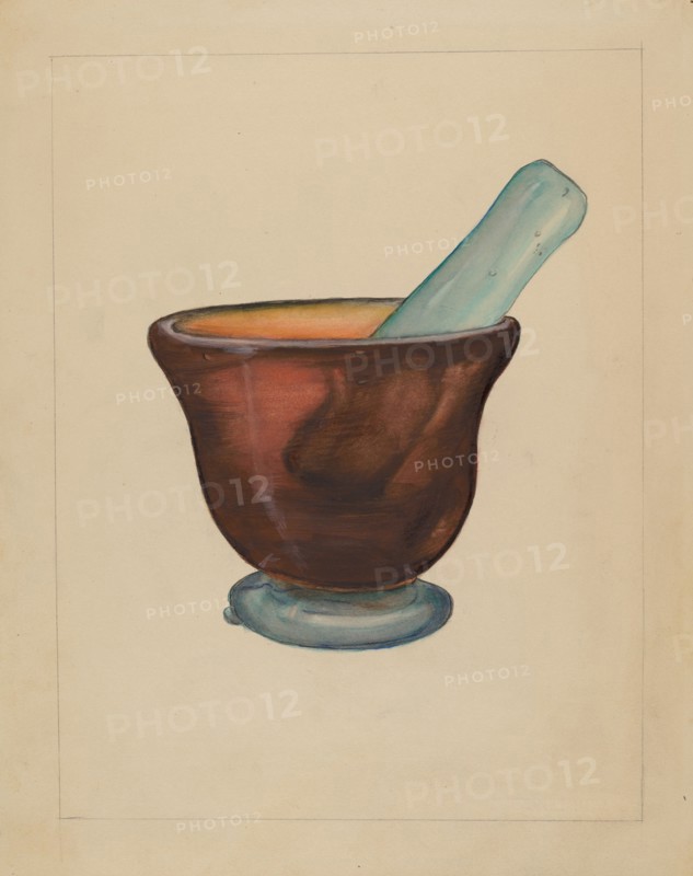 Mortar and Pestle, c. 1937. Creator: Eugene Barrell.