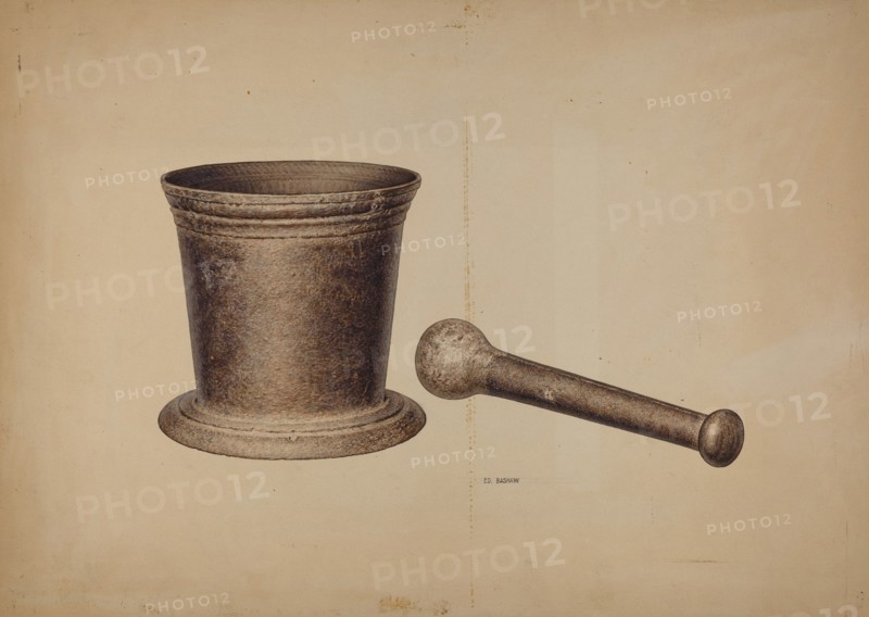 Mortar and Pestle, c. 1940. Creator: Edward Bashaw.
