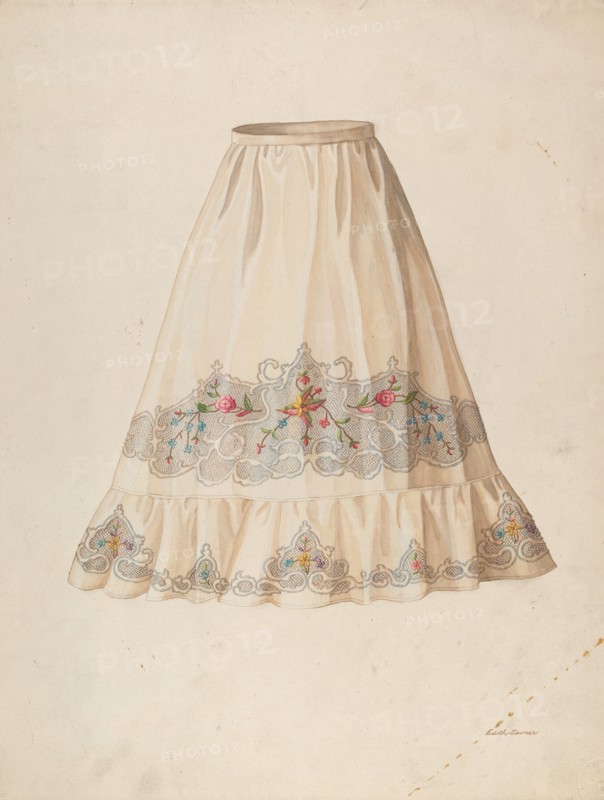 Skirt from Wedding Dress, c. 1940. Creator: Edith Towner.