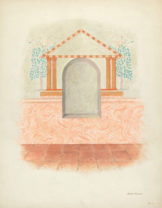 Wall Painting: Restoration Drawing, 1940. Creator: Edith Towner.