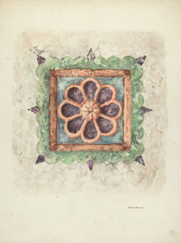 Ceiling Ornament, Sandstone, 1940. Creator: Edith Towner.