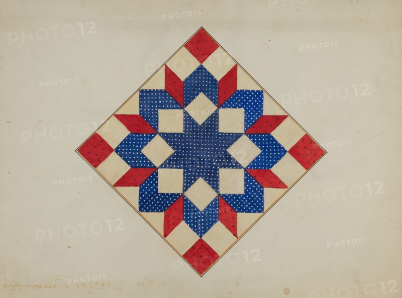 Quilt - "Double Star", c. 1940. Creator: Edith Towner.