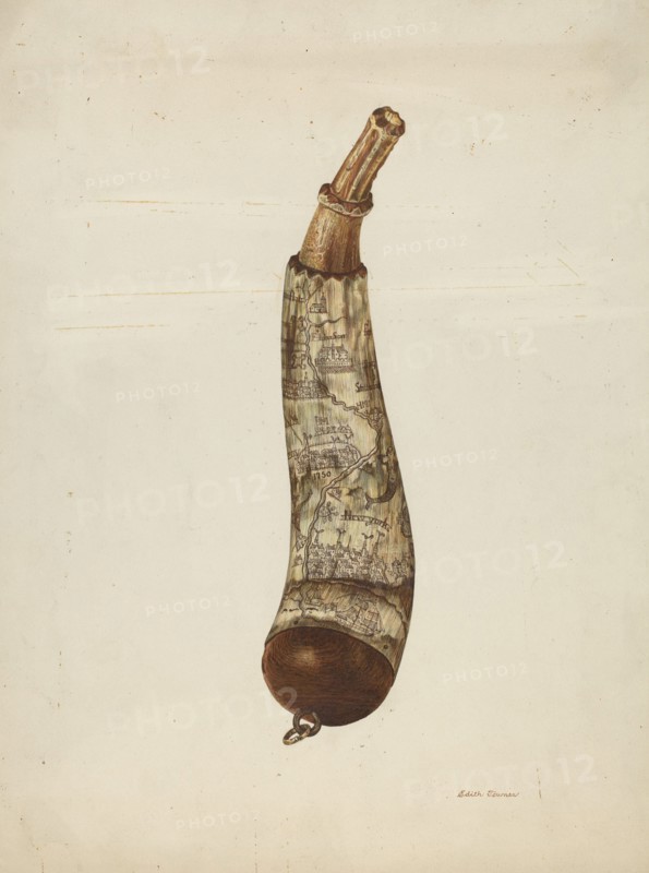 Powder Horn, c. 1940. Creator: Edith Towner.
