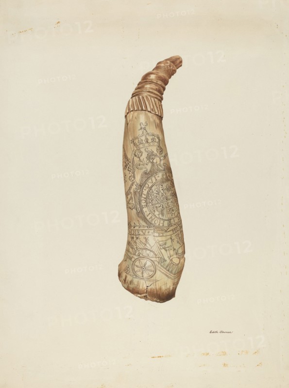 Powder Horn, c. 1940. Creator: Edith Towner.