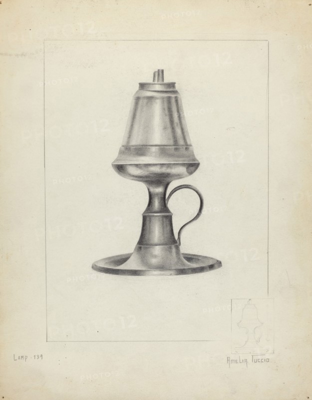 Camphene Lamp, 1935/1942. Creator: Amelia Tuccio.