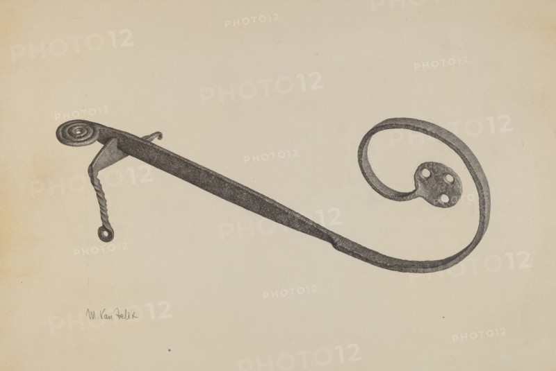 Garden Gate Latch, c. 1940. Creator: Maurice Van Felix.
