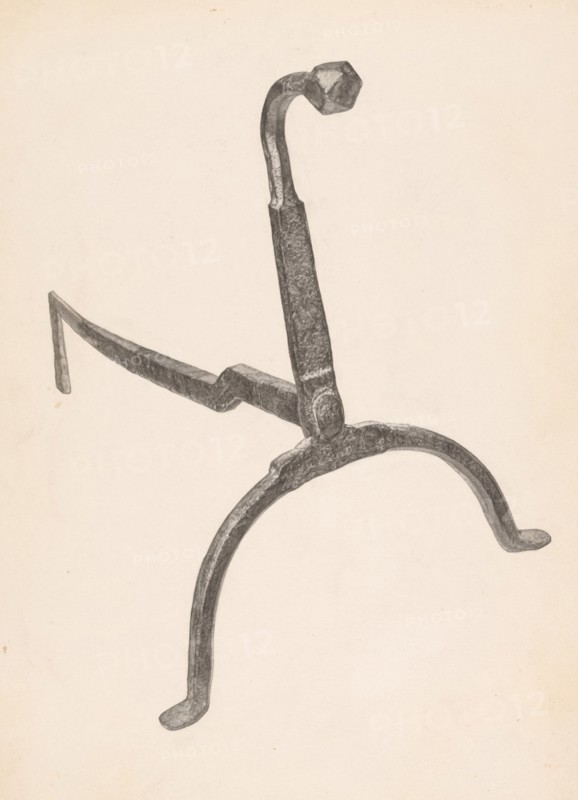 Andiron (one of pair), c. 1938. Creator: Maurice Van Felix.