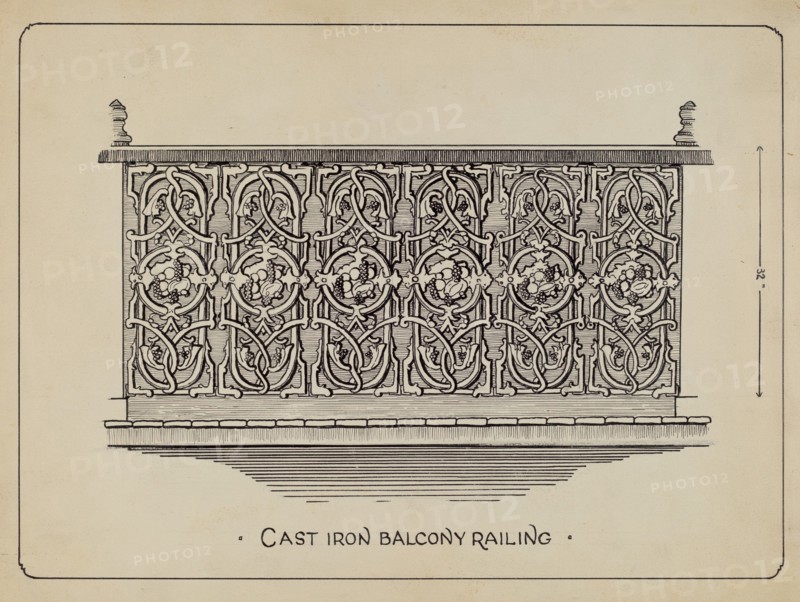 Balcony Railing, c. 1936. Creator: Lucien Verbeke.