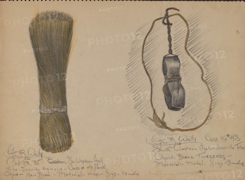 Hairbrush and Beard Tweezers, 1935. Creator: George B. Wally.
