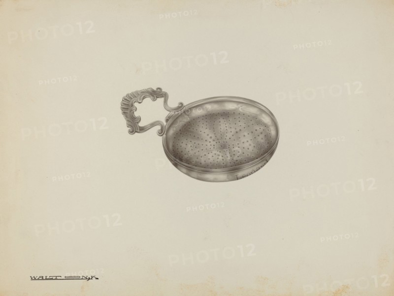 Silver Lemon Strainer, c. 1939. Creator: Kalamian Walton.