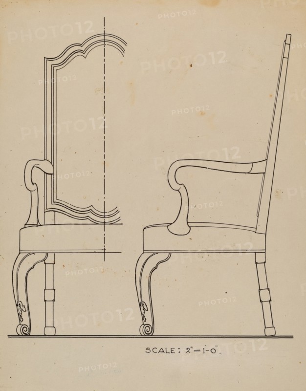 Walnut Armchair, c. 1936. Creator: Simon Weiss.