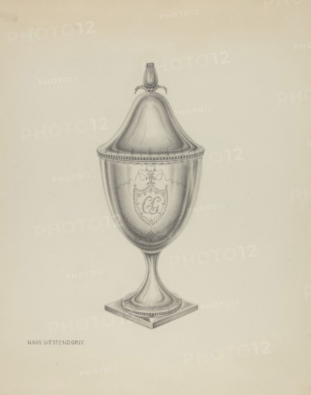 Silver Sugar Bowl, c. 1936. Creator: Hans Westendorff.