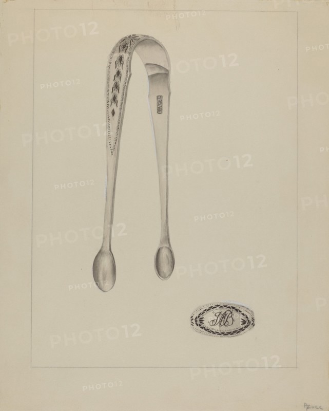 Silver Sugar Tongs, c. 1936. Creator: Anthony Zuccarello.