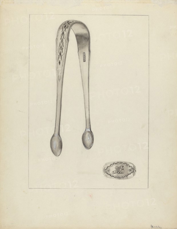 Silver Sugar Tongs, 1935/1942. Creator: Anthony Zuccarello.