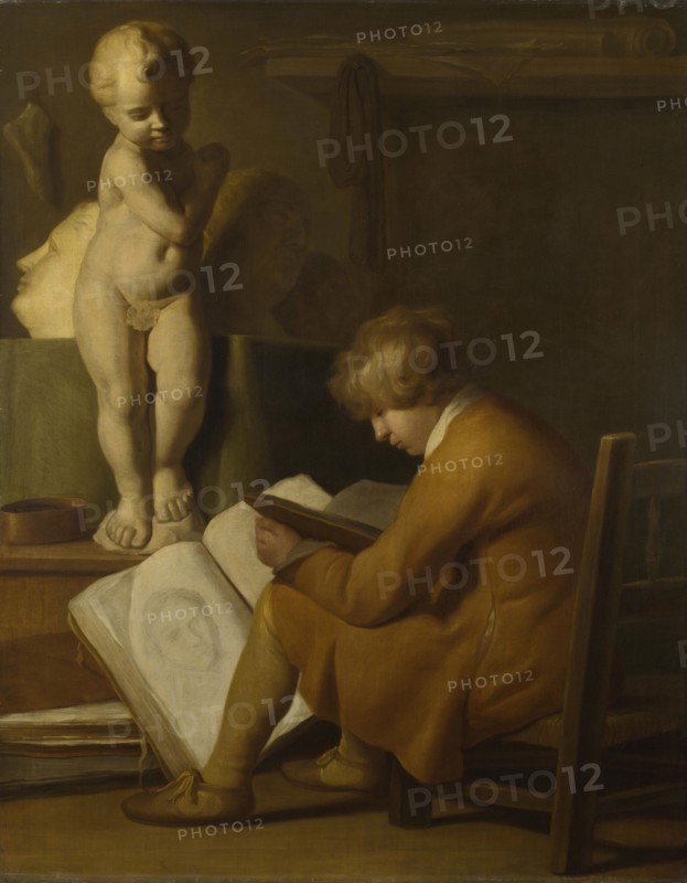 A Boy Seated Drawing. Creator: Vaillant, Wallerant, (after) (1623-1677).