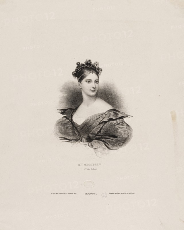 Portrait of the opera singer Maria Malibran (1808-1836), c. 1830. Creator: Devéria, Achille (1800-1857).