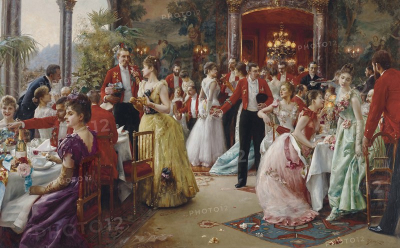 The Hunt Supper, 1889. Creator: Stewart, Julius (1855-1919).