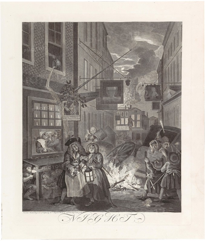 Night, From the Series "The Four Times of the Day", 1738. Creator: Hogarth, William (1697-1764).