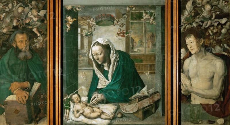 Dresden Altarpiece: central panel: Madonna Adoring the Child. The side panels: Saint Anthony and Sai Creator: Dürer, Albrecht (1471-1528).