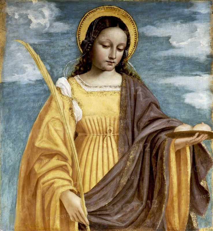 Saint Agatha (From the San Bartolomeo Polyptych), 1515-1520. Creator: Bergognone, Ambrogio (1453-1523).