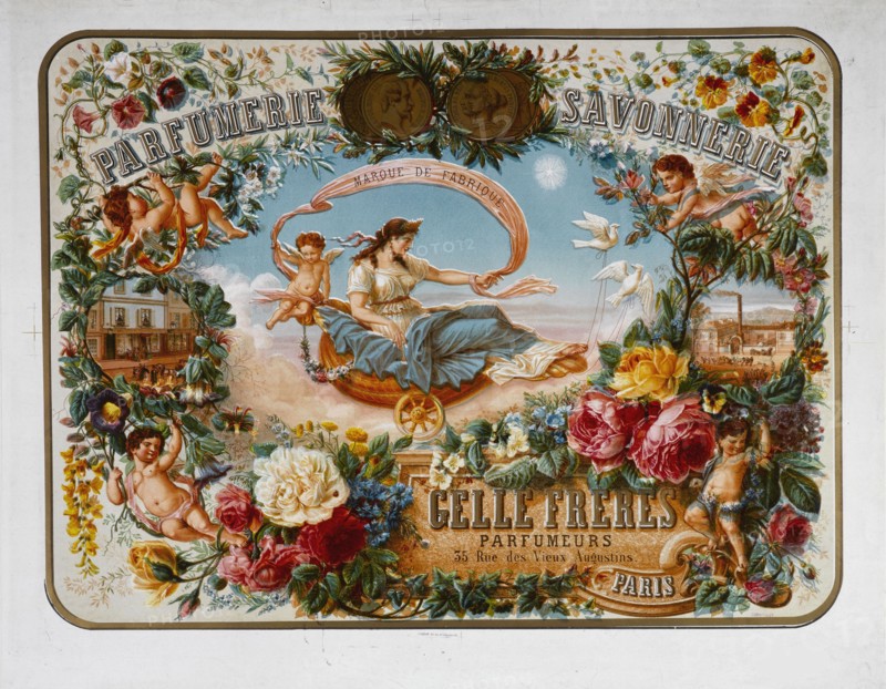 Parfumerie Savonnerie. Marque de Fabrique. Gellé Frères. Parfumeurs, ca 1867. Creator: Poquet, L. (active ca 1870).