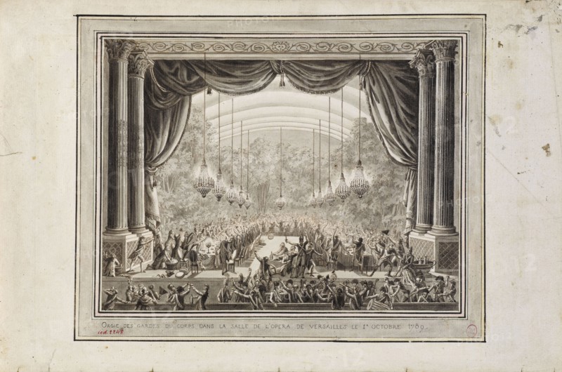 Banquet of the Garde du Corps in the Opéra Royal de Versailles, October 1, 1789, 1789. Creator: Prieur, Jean-Louis (1759-1795).