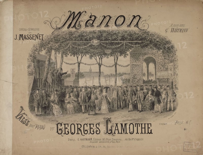 Cover of the score of the opera Manon by J. Massenet, ca 1884. Creator: Gaildrau, Jules (1816-1898).