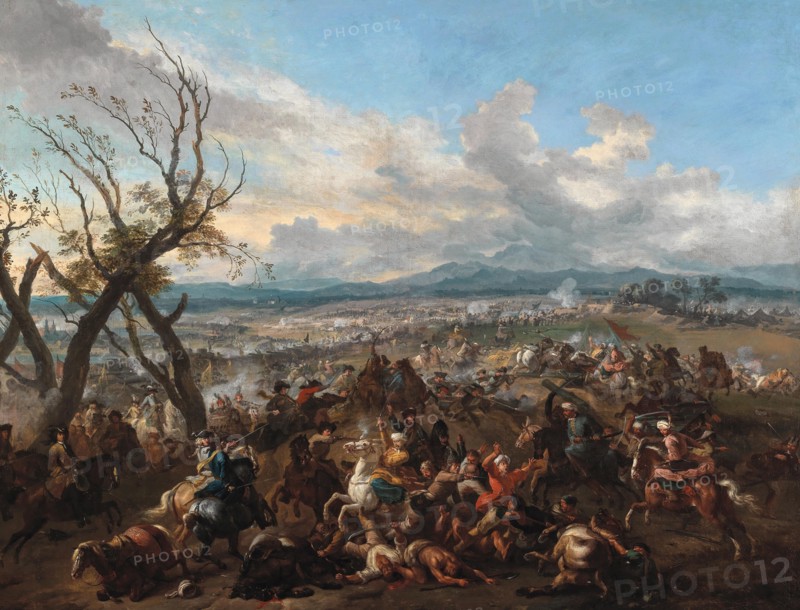 Prince Eugene of Savoy leading a charge near Belgrade during the Siege of 1717. Creator: Huchtenburgh, Jan van (1647-1733).