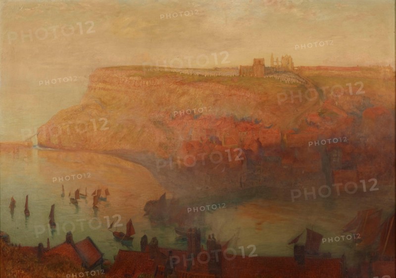 Whitby Abbey in the evening. Creator: Hunt, Alfred William (1830-1896).