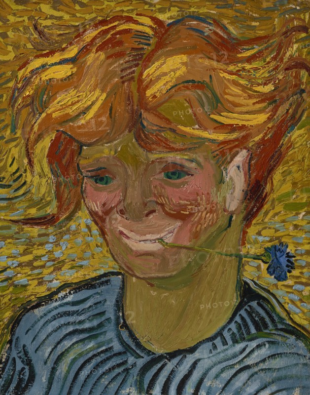 Young Man With Cornflower, 1890. Creator: Gogh, Vincent, van (1853-1890).
