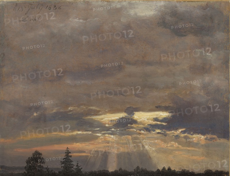 Cloud Study with Sunbeams, 1836. Creator: Dahl, Johan Christian Clausen (1788-1857).