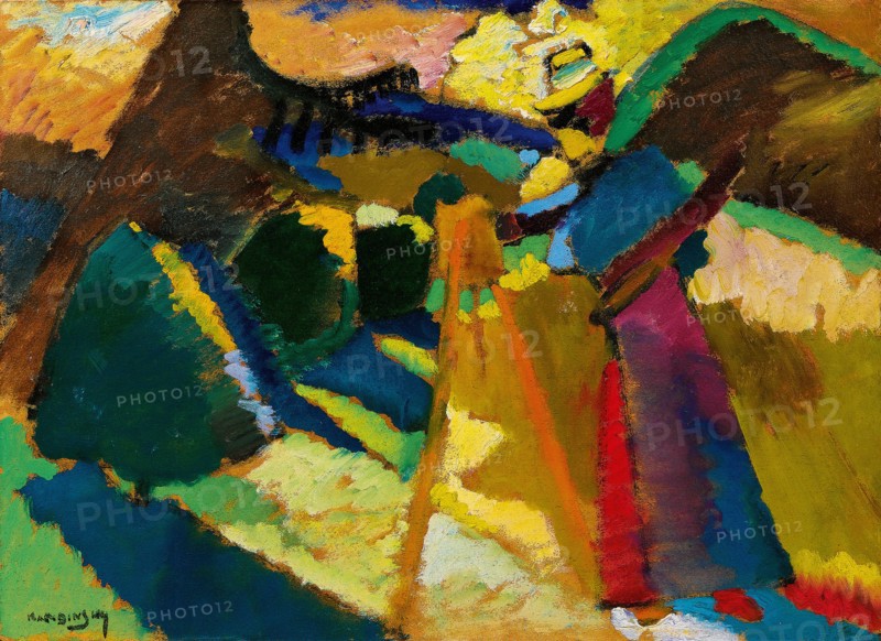 Gabriele Münter Painting Outdoors in front of an Easel, 1910. Creator: Kandinsky, Wassily Vasilyevich (1866-1944).
