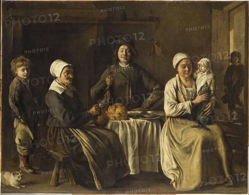 La famille heureuse, ou Le retour du baptême (The happy family, or The return from baptism), 1642. Creator: Le Nain, Louis (1593-1648).