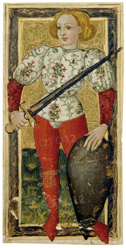 Page of Swords. Charles VI Tarot, ca 1460. Creator: Apollonio di Giovanni di Tommaso (ca. 1415-1465).