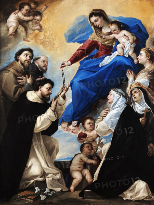 Madonna of the Rosary, 1657. Creator: Giordano, Luca (1632-1705).